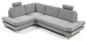 AVESTA ággyá nyitható balos L-alakú kárpitozott sarokkanapé tárolóhellyel, szürke