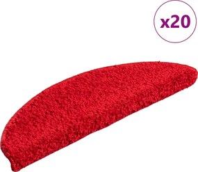 vidaXL 20 db piros, félkör alakú lépcsőszőnyeg 56 x 17 x 3 cm