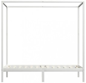 fehér tömör fenyőfa baldachinos ágykeret 90 x 200 cm