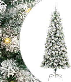 vidaXL Műanyag Hajtogatós Karácsonyfa 300 LED-del Zöld és Fehér 180 cm