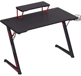 Gaming asztal, számítógépes asztal, fekete-piros | SONGMICS