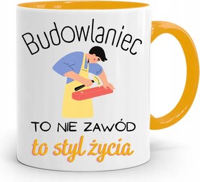 Sárga Építőipari Bögre Barkácsoló Ajándék fényképes nyomtatással