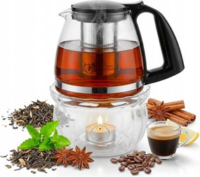 Teáskanna Üveg Hőálló Teafőző Melegítővel 1100ML Ray