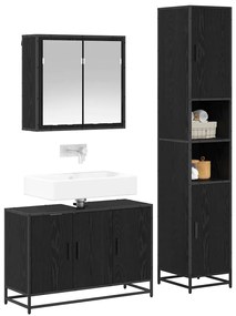 Fürdőszoba bútor szett 3 pcs Musta tammi 90 x 33 x 60 cm