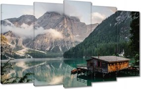 Vászonkép 100x60 Tájkép hegyekkel Házikó