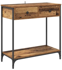 vidaXL Konzolasztal fiókkal Öreg fa 75 x 34,5 x 75 cm Faanyag