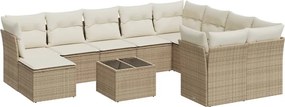vidaXL 11 részes bézs polyrattan kerti ülőgarnitúra párnákkal