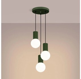 Sollux Sollux SL.1725 - Csillár zsinóron HALO 3xG9/8W/230V átm. 25 cm zöld SLX1438