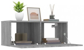 2 db szürke sonoma színű szerelt fa TV-szekrény 80 x 30 x 30 cm
