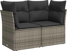vidaXL 2 személyes szürke polyrattan kerti kanapé párnával