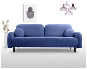 Ággyá alakítható, kárpitozott, háromszemélyes CLOUDY kanapé – kék