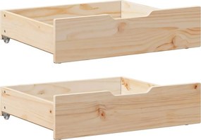 vidaXL 2 db tömör fenyőfa ágy alatti fiók kerekekkel 75 x 55 x 17 cm