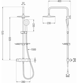 Mexen KT67 zuhanygarnitúra Kai termosztatikus csapteleppel, fekete, 771506793-70