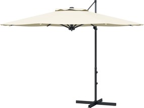 Outsunny Teraszernyő Ø294x242 cm Magasságállítható 360°-ban Forgatható Oszloppal, Állítható Tetőszög és Felső Szellőzés Medencéhez, Krém | Aosom
