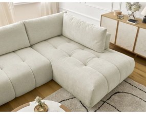 Bézs kinyitható-tárolóhelyes sarokkanapé (jobb oldali-U alakú) Fuji – Bobochic Paris