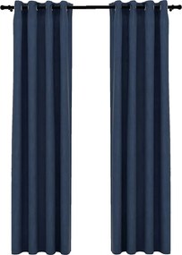 vidaXL 2 db kék vászonhatású sötétítőfüggöny fűzőkarikával 140x225 cm