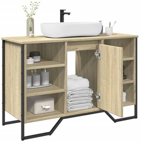 sonoma tölgy szerelt fa fürdőszobai mosdószekrény 91x35x60 cm