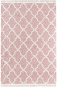 Krémrózsaszín vastag shaggy szőnyeg nappaliba,marokkói mintás 120x170 cm