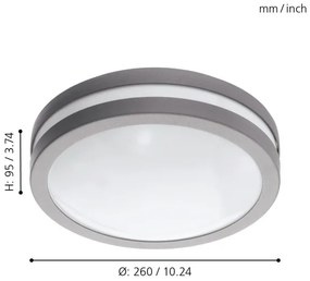 Eglo 97299 - LOCANA-C LED 14W szürke fürdőszobai dimmelhető lámpa IP44
