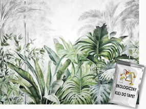 Fotótapéta Flizelina Grafika Szürke Zöld Erdő Dzsungel Levelek 400x280 ragasztó