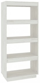 fehér tömör fenyőfa könyvszekrény/térelválasztó 60x35x135 cm