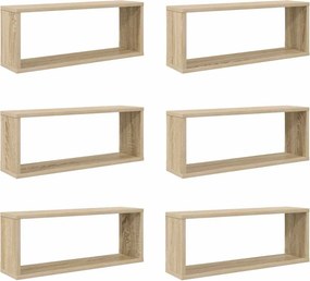 vidaXL 6 db sonoma tölgy szerelt fa négyszögű fali polc 60x15x23cm