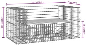 tömör impregnált fenyőfa gabion kerti pad 143x71x65,5 cm