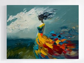 Vászonkép Canvas Figura Nő Lány Szél Víz Mozgás 100x75