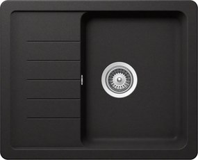 Schock Pinedo D-100XS konyhai mosogatótálca Cristalite Nero 620 x 500 mm, gránit, megfordítható, hagyományos beépítés, fekete