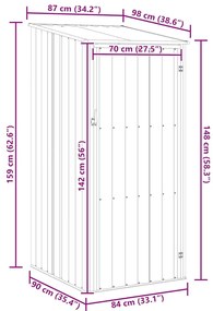 antracitszürke horganyzott acél kerti fészer 87 x 98 x 159 cm