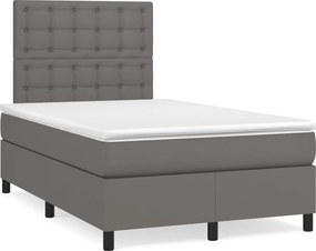 vidaXL szürke műbőr rugós ágy matraccal 120 x 200 cm
