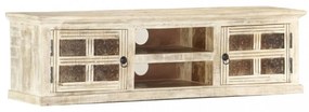 fehér tömör mangófa TV-szekrény 130x30x36 cm