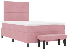 Boxspring Ágy Matrac és Pad Rózsaszín 120x200 cm Bársony