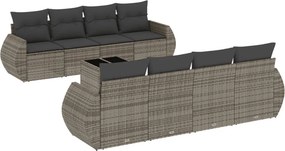 vidaXL 9 részes szürke polyrattan kerti ülőgarnitúra párnákkal