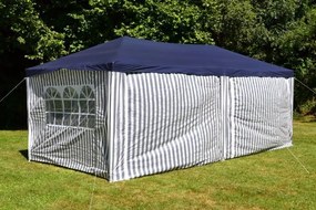 Kerti sátor 3×6 m kék-fehér összecsukható cipzáras rendszer