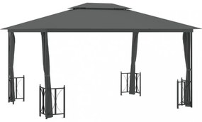 antracitszürke pavilon oldalfalakkal és dupla tetővel 3x4 m