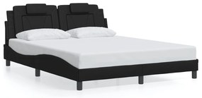 fekete ágykeret Viana LED-ekkel matrac nélkül 160 x 200 cm