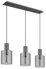 Globo 15904-3H - Csillár zsinóron TULIVAR 3xE27/40W/230V szürke