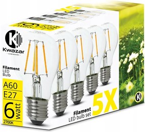 Led Izzó Dekoratív Üveg E27 6W Meleg Filament 2700K Edison Girland