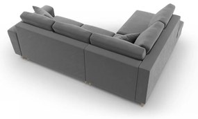 Világosszürke bársony kinyitható tárolóhelyes sarokkanapé (bal oldali-L alakú) Kyoto – Cosmopolitan Design