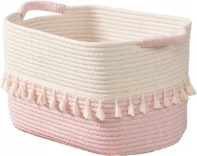 Tároló Kosár Fonott Rendszerező 28 X 28 X 21 CM Rózsaszín-fehér