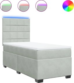vidaXL világosszürke bársony rugós ágy matraccal 90 x 200 cm