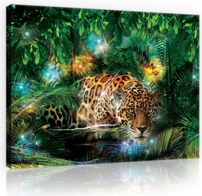 Vászonkép 70x50 Trópusi elegancia Jaguar az otthonod zöld szívében