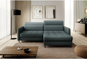 Szürkészöld bársony kinyitható-tárolóhelyes sarokkanapé (jobb oldali-heverő résszel) Gomsi – ELTAP