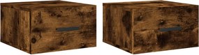 vidaXL 2 db füstös tölgy színű fali éjjeliszekrény 35 x 35 x 20 cm