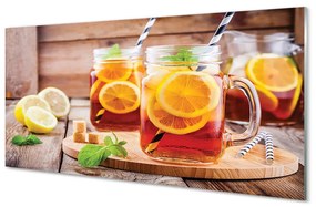 Akrilkép Hideg tea citrus szívószálak 100x50 cm 2 fogas