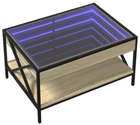 Sonoma tölgy végtelen hatású LED-es dohányzóasztal 70x50x38 cm