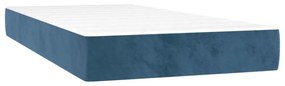 sötétkék bársony rugós és LED-es ágy matraccal 80 x 200 cm