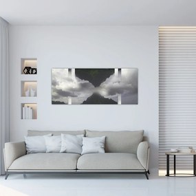 Kép - Hegyek Izlandon, geometrikus kollázs (120x50 cm)