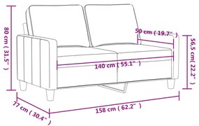 vidaXL kétszemélyes bordó szövet kanapé 140 cm
